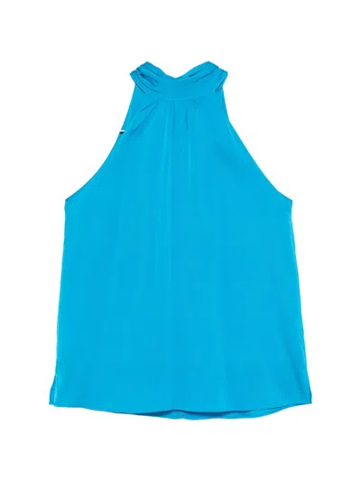 Silk95five Villete Gathered Halter Top In Blue