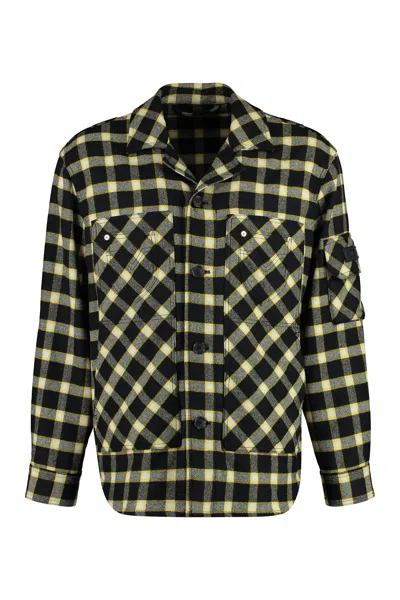 Versace Checkered Wool Blend Overshirt