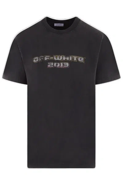 Off-white Graphic Crew Neck T-shirt With Ribbed Collar In Black