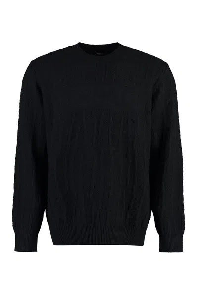 Versace Crocodile-pattern Cable-knit Jumper In Blue