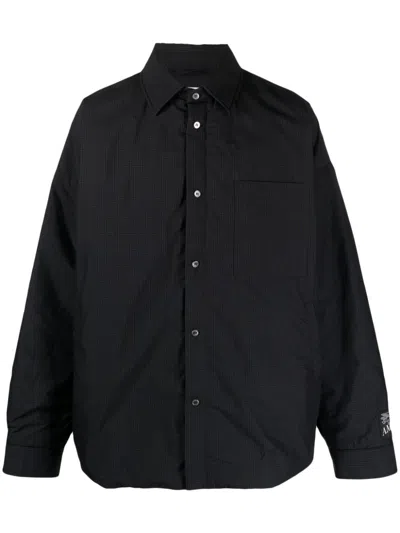 Ambush Gingham Check Pattern Cotton Blend Shirt In Black