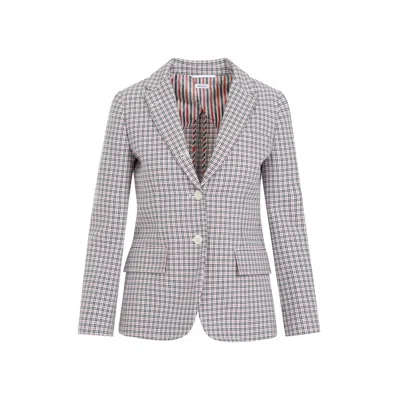 Thom Browne White Small Check Cotton Jacket In Multi