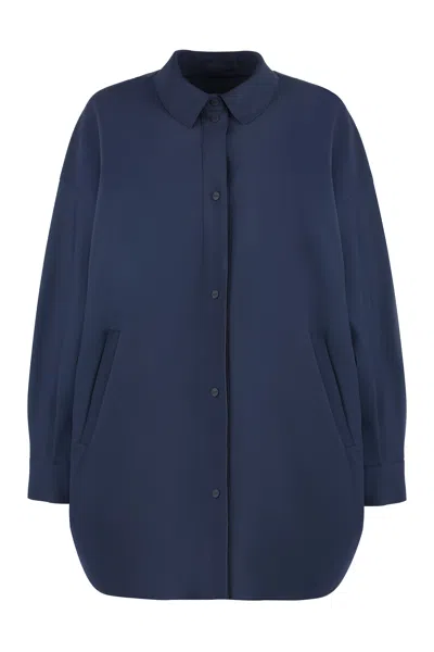Herno Technical Fabric Overshirt In Blue