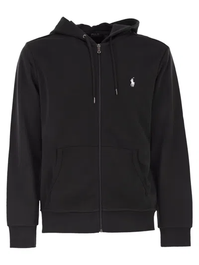 Polo Ralph Lauren Cotton Blend Sweatshirt With Embroidered Logo On The Front In Black