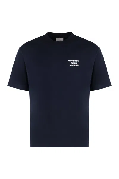 Drôle De Monsieur Black Crewneck T-shirt With Slogan Print On The Front And Back In Cotton Man