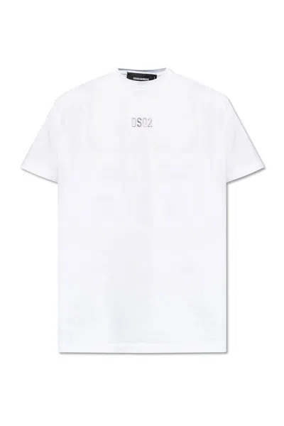 Dsquared2 Logo-stamp Cotton-blend T-shirt In White