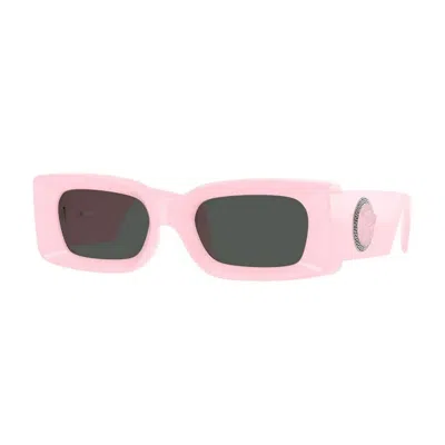 Versace Medusa-plaque Rectangular-frame Sunglasses In Pink
