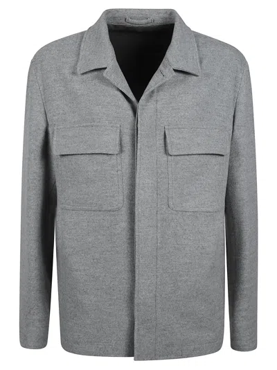 Lardini Cargo Concealed Jacket In Gray
