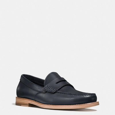 Coach Manhattan Leather Penny Loafers In Midnight Navy