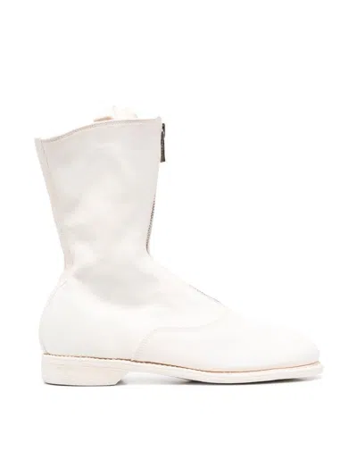 Guidi Front Zip Boot In White