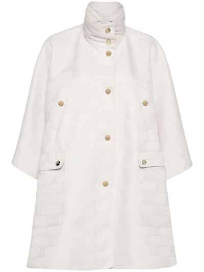 Max Mara Monogram-jacquard Cape In White