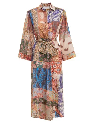 Zimmermann Devi Midi Silk Dress In Multi