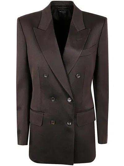 Tom Ford Double-breasted Blazer With Structured Shoulders In Black