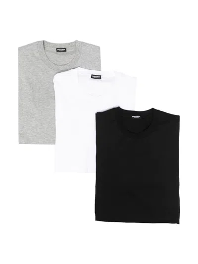 Dsquared2 Cotton Stretch T-shirt Tri-pack In Multi
