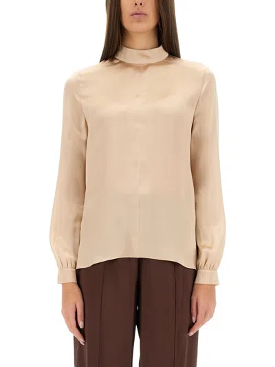 Tom Ford Light Brown Solid Mock Collar Top