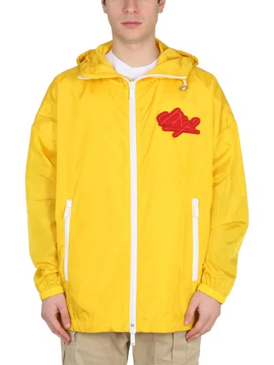 Dsquared2 Jacket With Logo Patch In Yellow