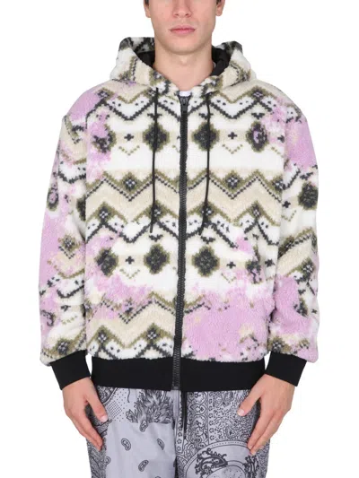 Msgm Geometric Print Hooded Jacket