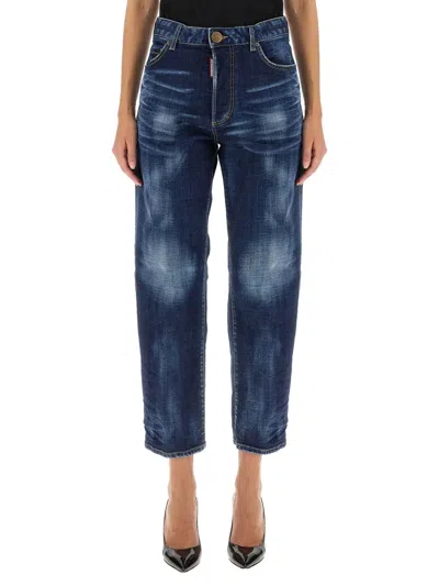 Dsquared2 Dsquared Cropped Button Closure Jeans In Blue