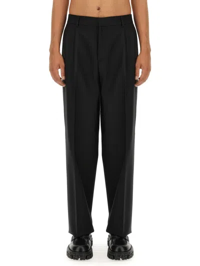 Versace Wool Slim Pants In Black