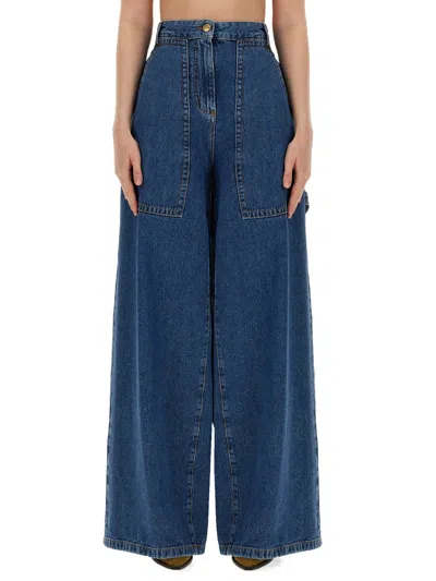 Etro High-rise Wide-leg Cargo Jeans In Blue
