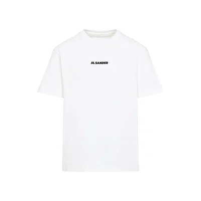 Jil Sander Men White Crewneck T-shirt With Logo Lettering On The Front In Cotton Man In White