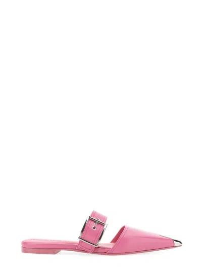Alexander Mcqueen Pointed Leather Mules In Multi