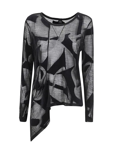 Y's E-front Drape T In Black