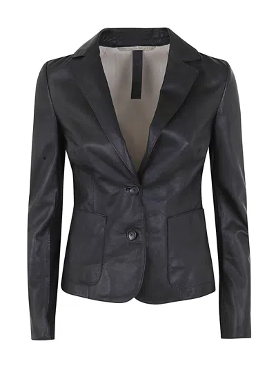The Jackie Leathers Buttoned Blazer In Black