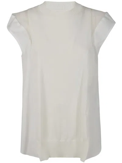 Sacai Cap Sleeve Mesh Knit Pullover In Multi