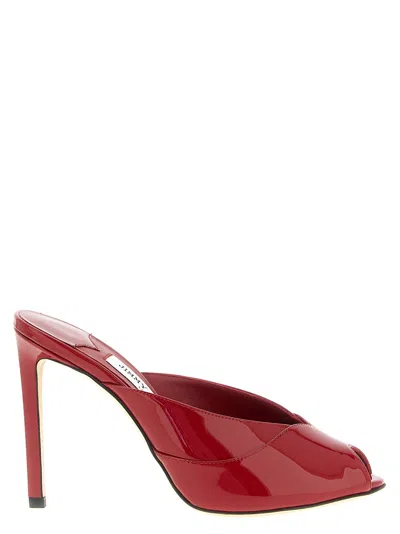 Jimmy Choo Brigitte 100mm Patent Leather Mule Pumps In Red