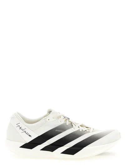 Y-3 White Black Adios 9 Mesh Elasticized Rubber-sole Sneakers In White