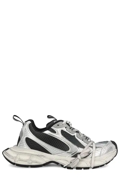 Balenciaga 3xl White Low Top Sneakers With Logo Detail In Tech Fabric Man In Silver