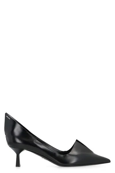 Prada Black Leather Pumps In Multi