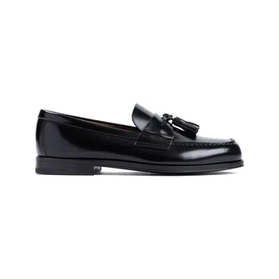 Prada Black Leather Loafers In Black