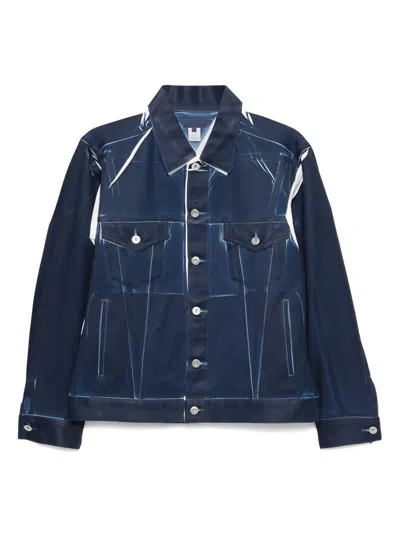 Comme Des Garçons Woven Jacket Collared Neck In Blue