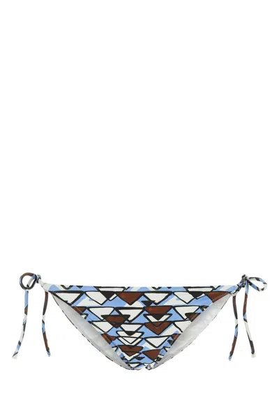 Prada Printed Stretch Nylon Bikini Bottom In Multi