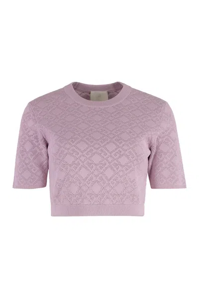 Givenchy Light Pink Logo-knit Crop Top In Pink