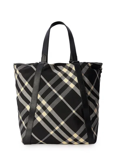 Burberry Men Embroidered Fabric Festival Shopping Bag In Multi