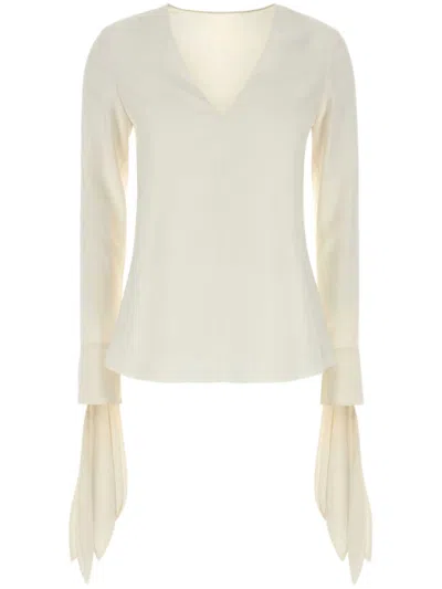 Givenchy Silk V-necked Blouse In Neutral