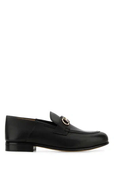 Ferragamo Gancini Ornament Mule Loafers In Black