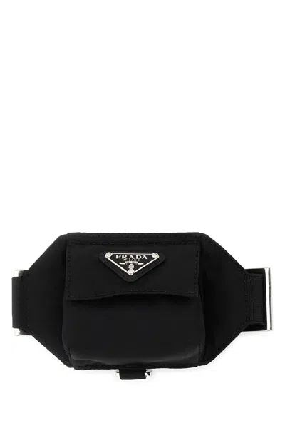 Prada Adjustable Strap Nylon Cuff Keyring In Black