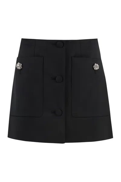 Prada Black Wool Mini Skirt In Black