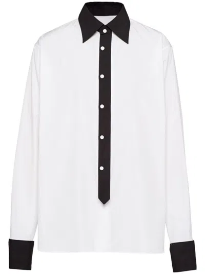 Prada White Poplin Oversize Shirt In White