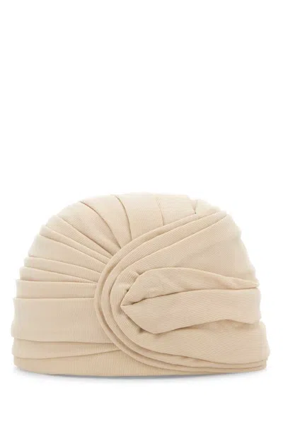 Valentino Women Beige Wool Rigid Turban Hat, Xs Luxury Hats For Women Darveys In Neutral