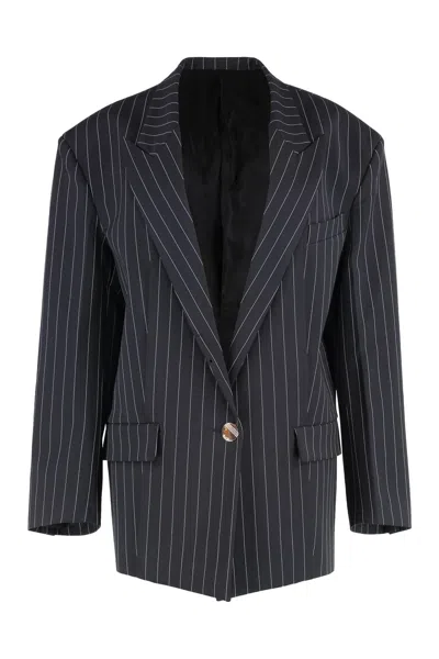 Attico Single-breasted One Button Jacket In Black