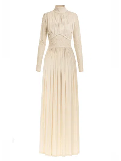 Zimmermann Ruched Stretch-jersey And Lace Maxi Dress