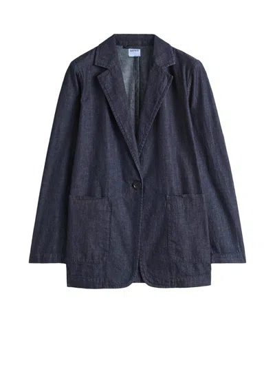 Aspesi Denim-effect Single-breasted Jacket In Blue