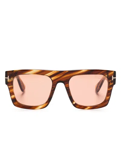 Tom Ford 53mm Fausto Polarized Square Sunglasses In Brown