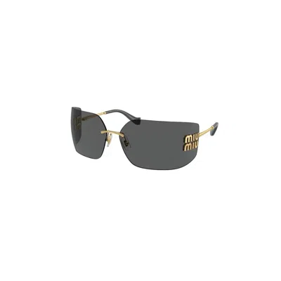 Miu Miu 75mm Oversize Rectangular Wrap Sunglasses In Gold