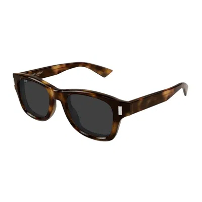 Saint Laurent Rectangle-frame Sunglasses In Brown